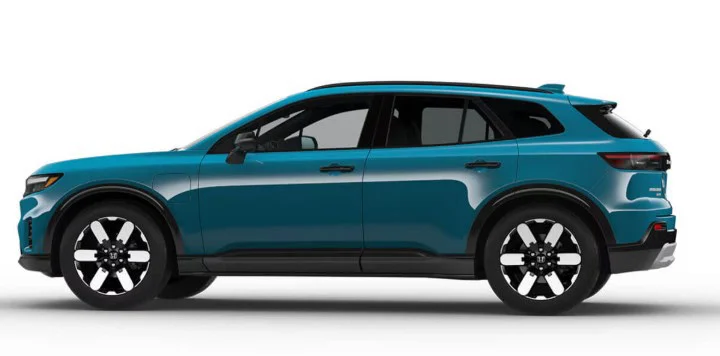 A blue mid-size SUV is shown in profile against a white background, featuring black trim and large multi-spoke wheels—an ideal choice for drivers in Pocatello, Idaho, who value both style and reliability. Its advanced brake system and ample ground clearance make it perfect for everyday commuting or adventurous drives, especially when paired with regular service to maintain peak performance.
